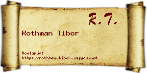 Rothman Tibor névjegykártya